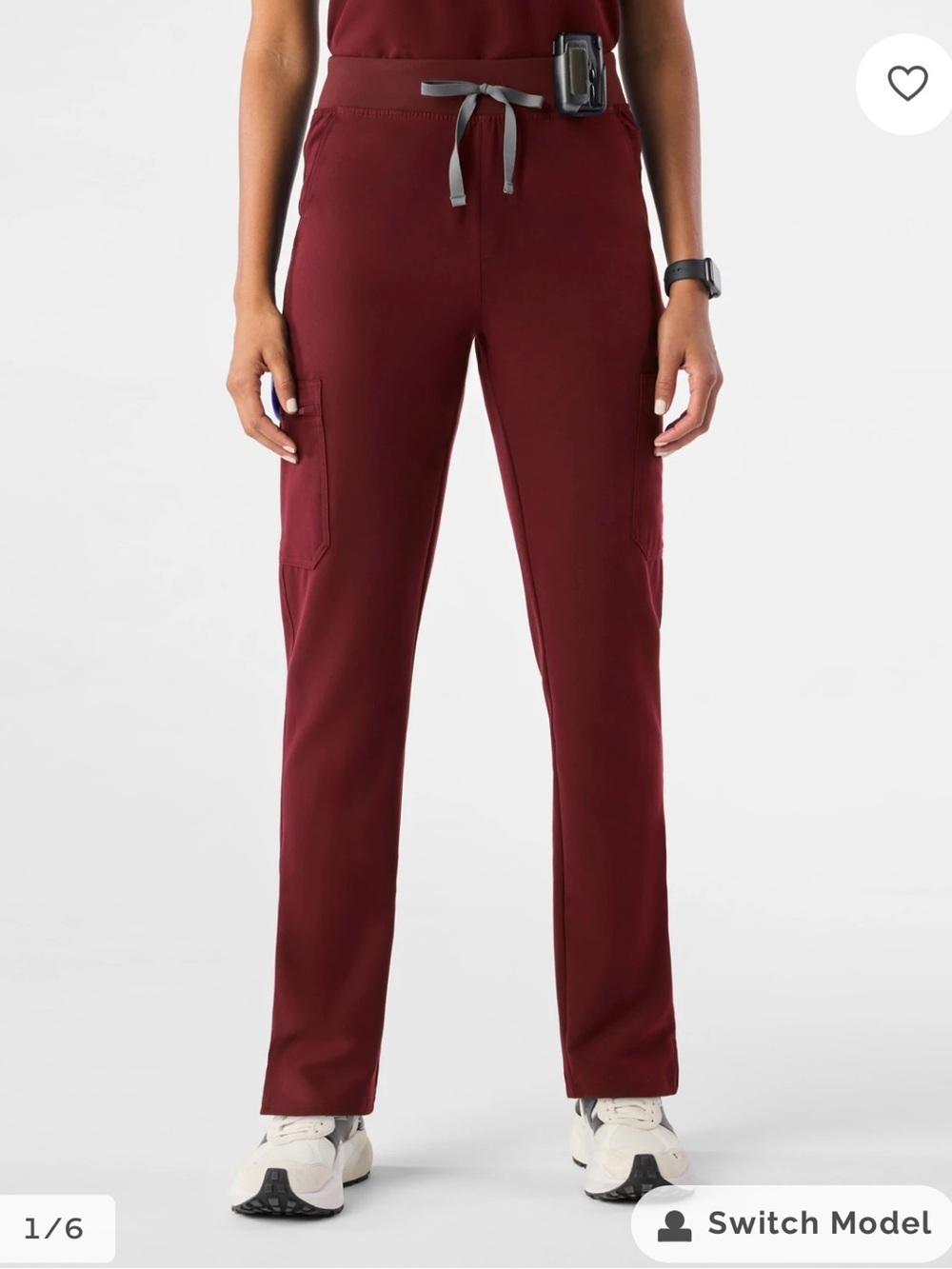 Figs Women's Burgundy Jogger Pants with Gray Drawstring